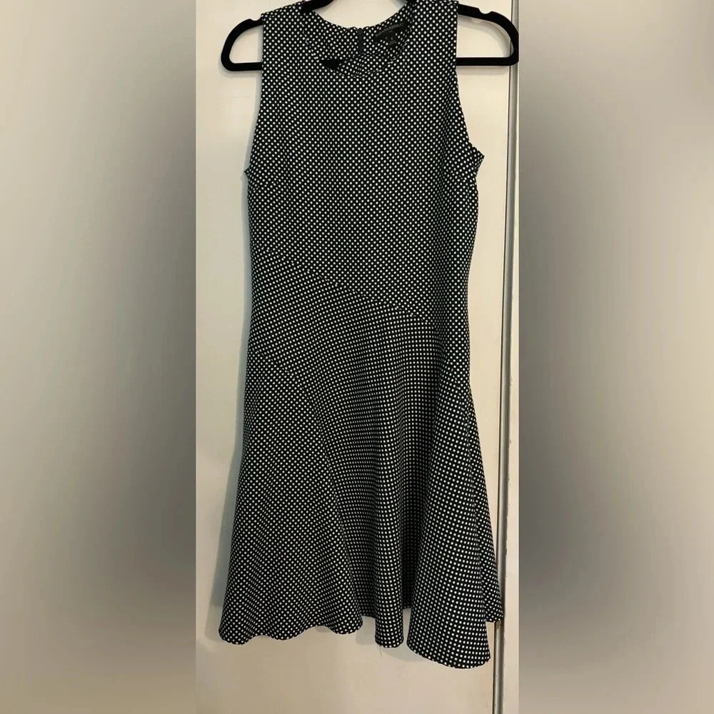 Banana Republic Womens Sleeveless Fit & Flare Navy‎ White Polka Dot Dress Sz 8
